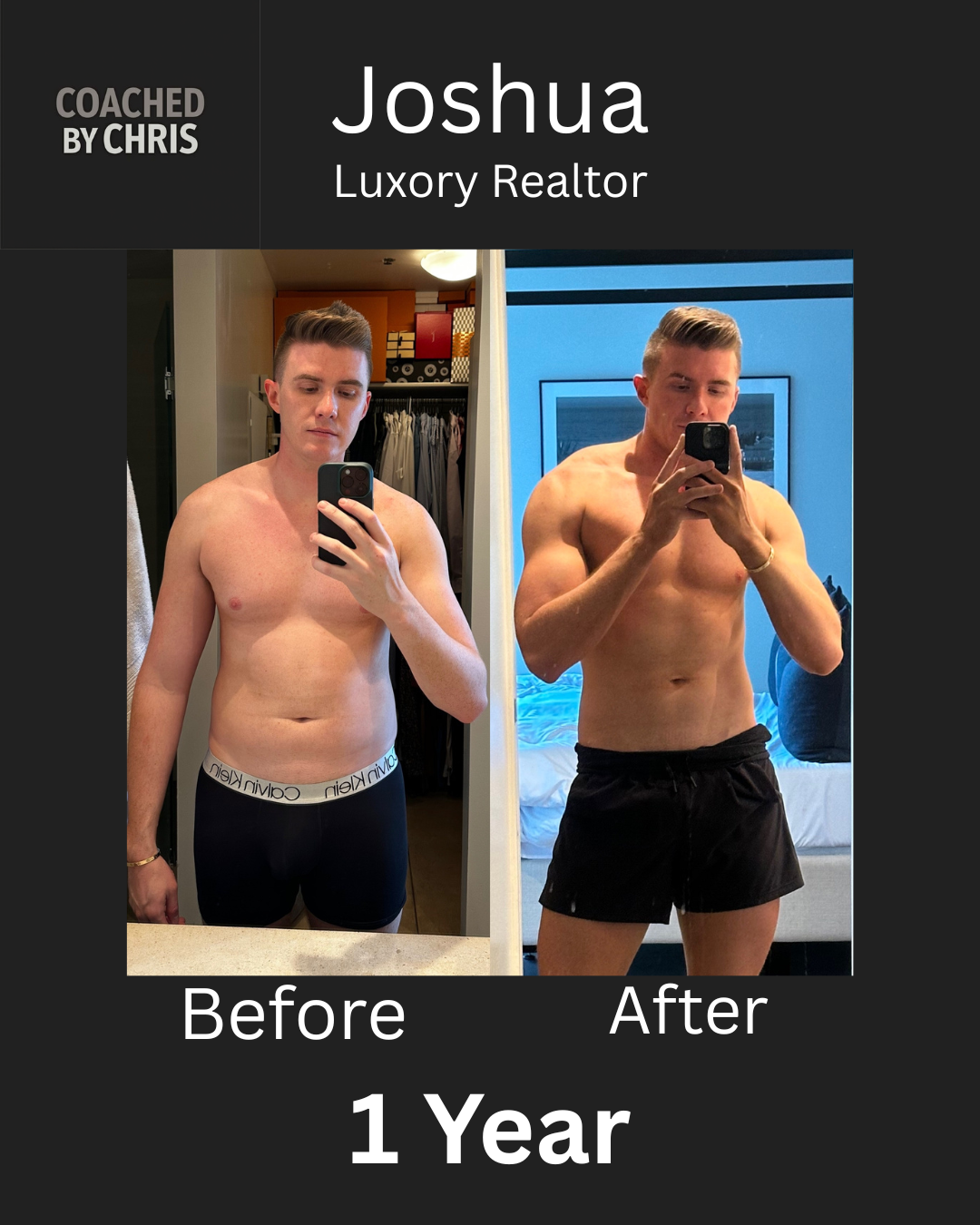 Joshua, luxury realtor, before and after 1 year of coaching