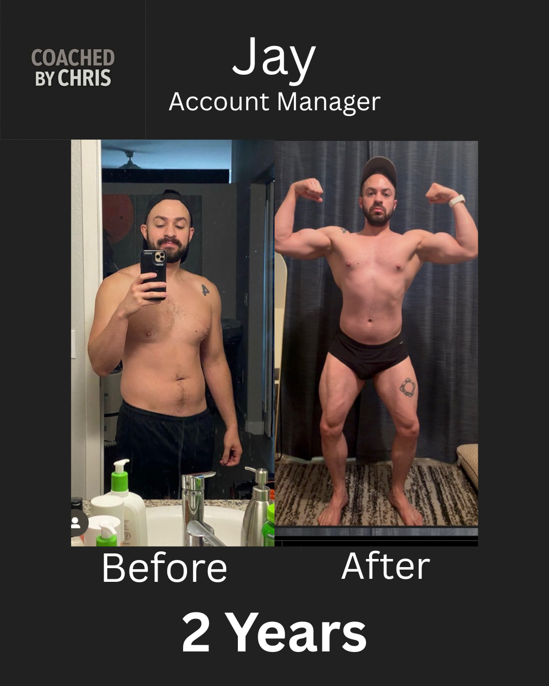 Jay, account manager, before and after 2 years of coaching